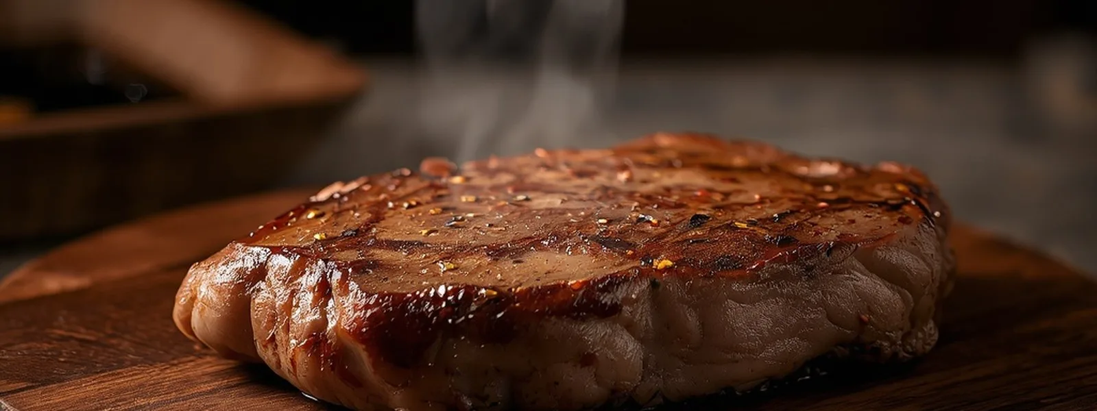 Grilled steak on a wooden board (illustrative image)