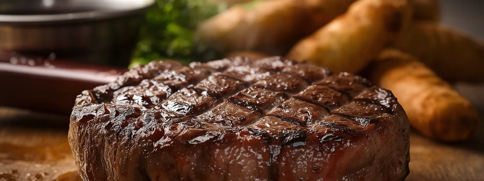 A grilled steak with fries (illustrative image)