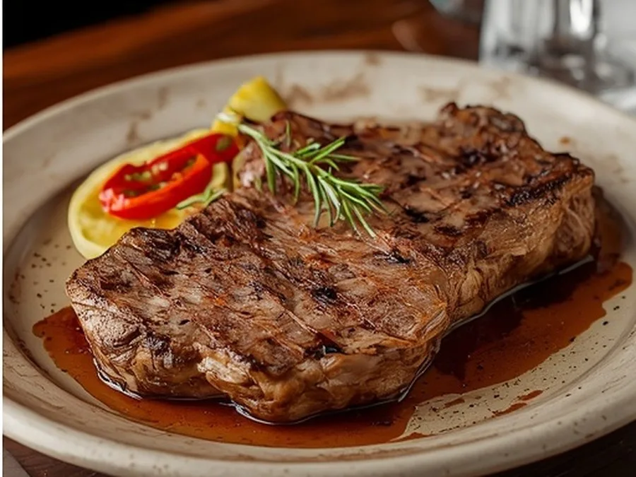 A grilled steak on a plate (illustrative image)