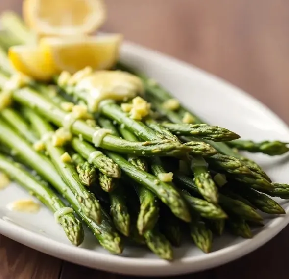 Asparagus with lemon and butter (illustrative image)